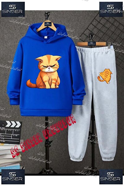SS SİNSER Παιδικό Unisex Σετ Φόρμας με Κουκούλα "CAT MEOWING ORANGE" με Ειδικ...