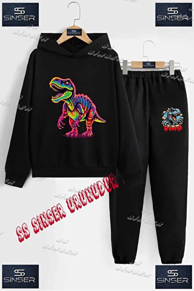 SS SİNSER Παιδικό Unisex Σετ Φόρμας με Κουκούλα "DINOSAUR COLORFUL SINGLE" με...