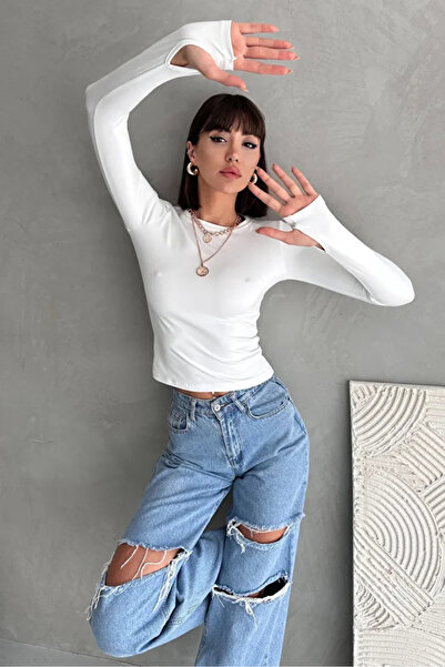 ezber moda KADIN MODAL KUMAŞ PARMAK GEÇİRMELİ BODY