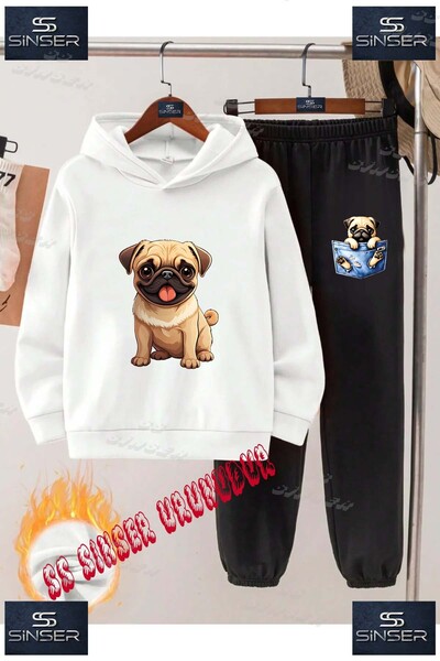 SS SİNSER طقم بدلة رياضية للأطفال من الجنسين مطبوع عليها عبارة 'كلب بوج ينتف ...