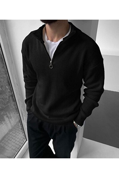 golden toptan Tricotaj cu jumătate de fermoar pulover pentru bărbați