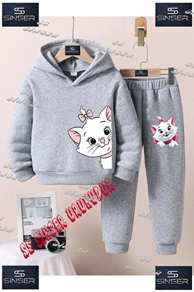 SS SİNSER Children's Unisex Custom Printed Hoodie and Sweatpants Set with a D...