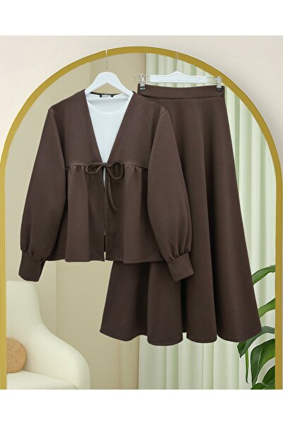 HİJABAYA Beli Bağlamalı Etekli Takım