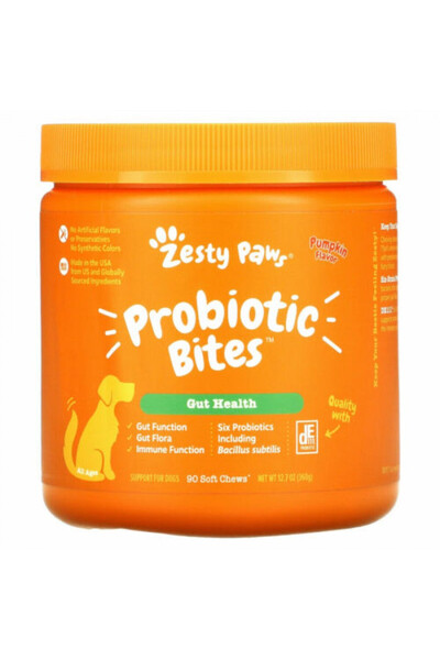 Zesty Paws عضات بروبيوتيك للكلاب - قرع - 90 قطعة