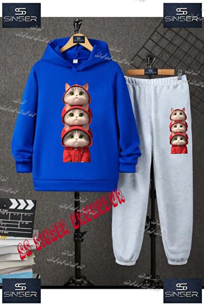 SS SİNSER Детски унисекс комплект от три части с качулка и специален принт „K...