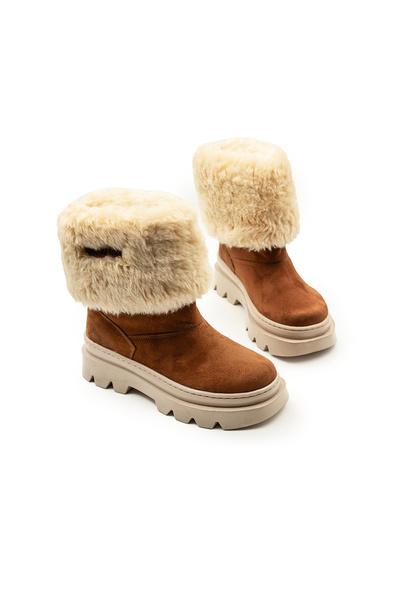 İnciAkfırat Kız Yetişkin Suya Dayanıklı Bağcık Fermuarlı Kışlık Tüylü İç Astarlı rahat konforlu botlar