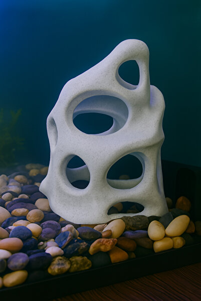 MD×JOA Akvaryum Dekoru ※ Delikli Kaya Dekoru ※ Beyaz veya Gri ※ Mini Akvaryum...