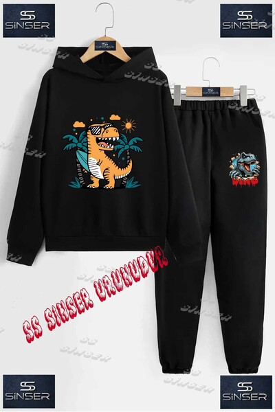 SS SİNSER طقم بدلة رياضية للأطفال من الجنسين بطباعة خاصة 'دينازور ساري بالم'