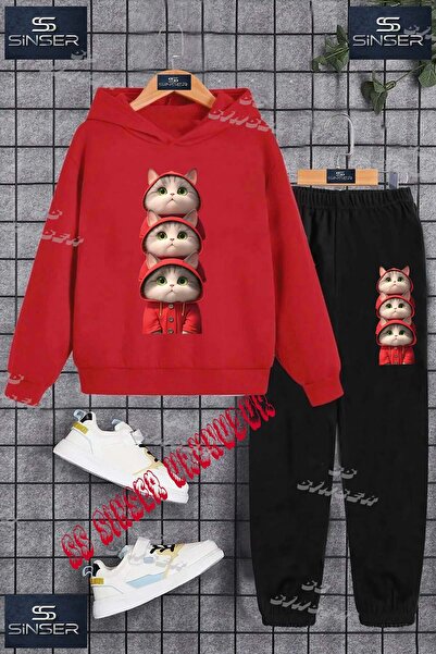 SS SİNSER Детски унисекс комплект от три части с качулка и специален принт „K...