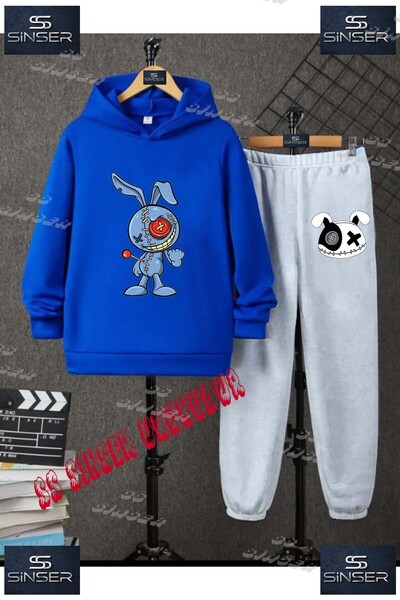 SS SİNSER Children's Unisex Custom Printed Hoodie and Sweatpants Set with Pat...