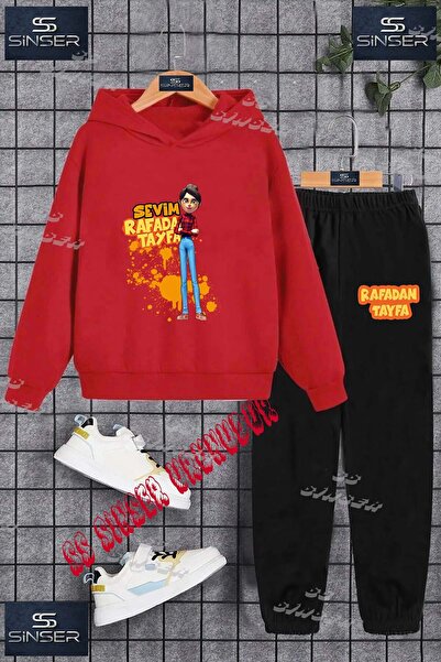 SS SİNSER Children's Unisex "Rafadan Sevim Tekli" Special Printed Hooded Trac...