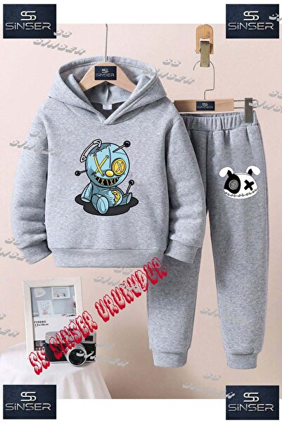 SS SİNSER Children's Unisex Custom Printed Hoodie and Sweatpants Set with Pat...