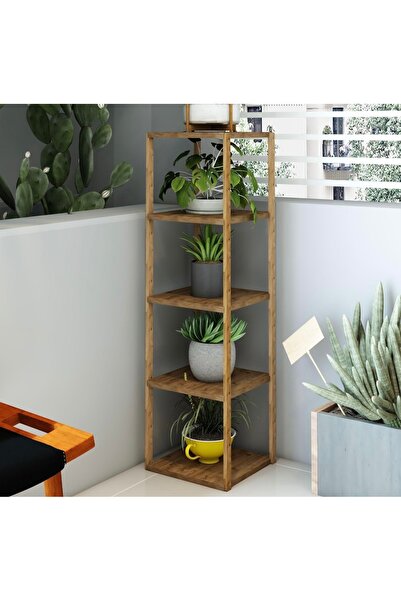 FREFLY 5 Katlı Atlantik Çam Ahşap Köşe Sehpası / Çok Amaçlı Dekoratif Raf, Sa...