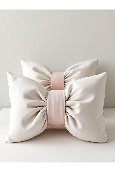 JACA 2'li Keten Set Fiyonk Görünümlü Dekoratif Yastık Dolgulu Fiyonk Hediye Y...