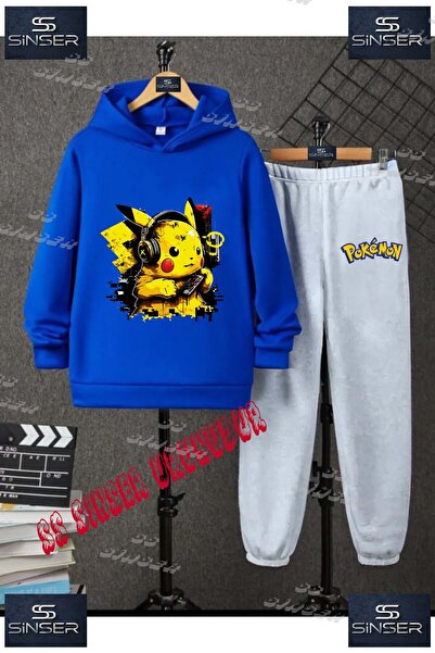 SS SİNSER Παιδικό Unisex Σετ Φόρμας με Κουκούλα και Ειδική Στάμπα "PIKHACU HE...