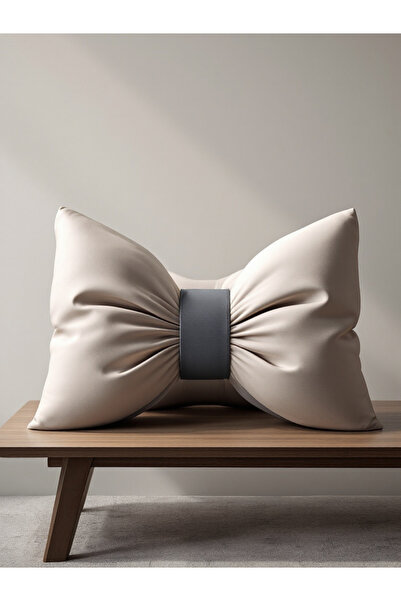 JACA طقم وسائد زخرفية من الكتان بلونين مع فيونكة، وسادة هدايا محشوة بفيونكة