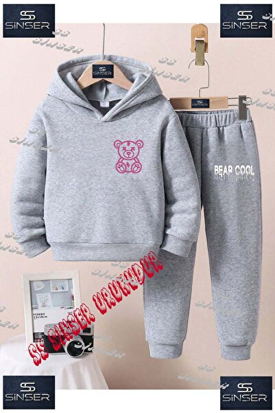 SS SİNSER Children's Unisex Special Printed Hooded Tracksuit Set with the Tex...