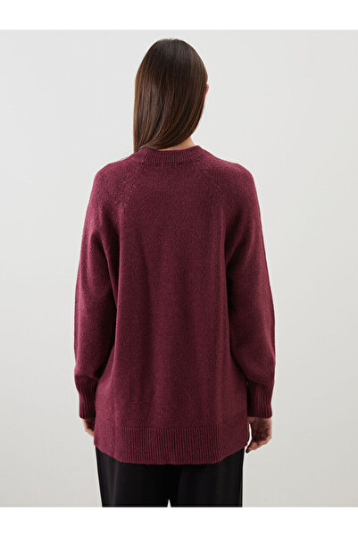 LC Waikiki Bordo Bisiklet Yaka Oversize Kadın Triko Tunik