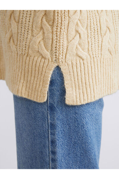 LC Waikiki New Season Stand Collar Self Patterned Women's Knitwear Tunic