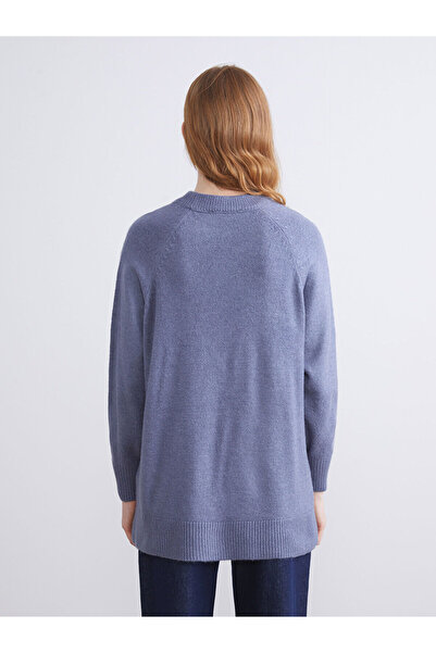 LC Waikiki Mavi Bisiklet Yaka Oversize Kadın Triko Tunik