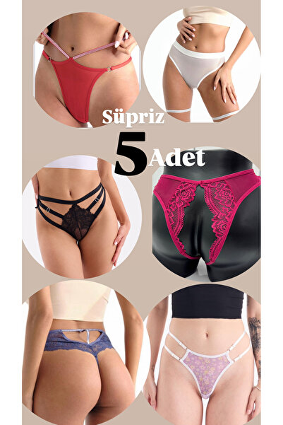 YOYYO 5’li Karma İç Giyim Tanga,Külot karışık 5 adet Süpriz Paket