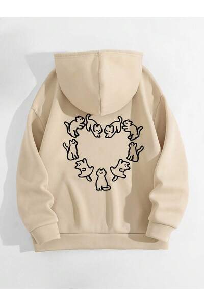 SVART WEAR Cat Pet Oversize Cotton Casual Hoodie Hooded Sweatshirt Printed