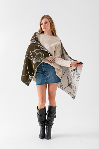 Wega Moda شال كتف بنقشة أوراق الشجر، شال كتف أنيق ومريح مناسب للاستخدام في ات...