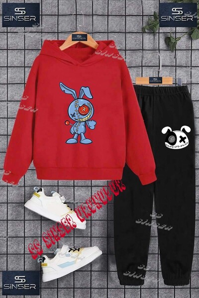 SS SİNSER Children's Unisex Custom Printed Hoodie and Sweatpants Set with Pat...