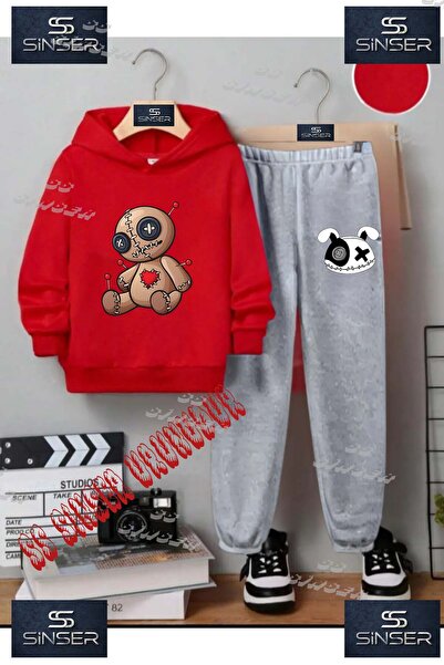 SS SİNSER Παιδικό Unisex Σετ Φόρμας με Κουκούλα με Ειδική Στάμπα "ΚΑΦΕ ΦΟΥΡΚΕ...