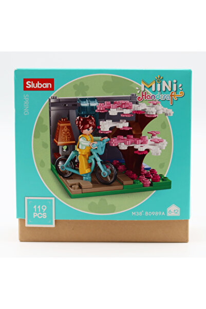 Sluban Girl on a Bicycle Pink Tree Lego 14.60 X 6.20 X 14.60 Summer Collection