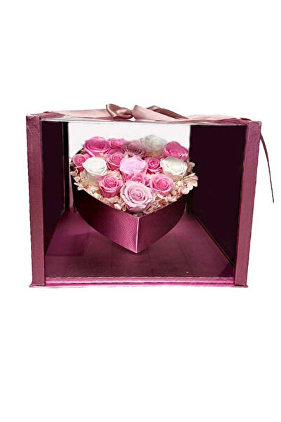 velve Aranjament floral Glame in forma de inima, cu 15 trandafiri criogenati,...