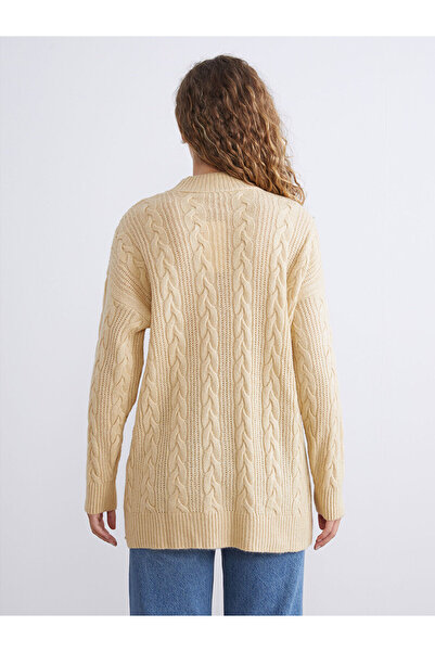 LC Waikiki New Season Stand Collar Self Patterned Women's Knitwear Tunic