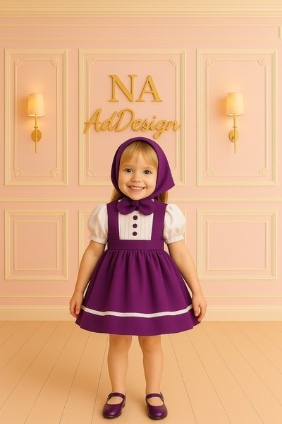 NA ADDESIGN Fairy Tale Garden Costume Dress, Fairy Tale Heroine Dress with Headscarf