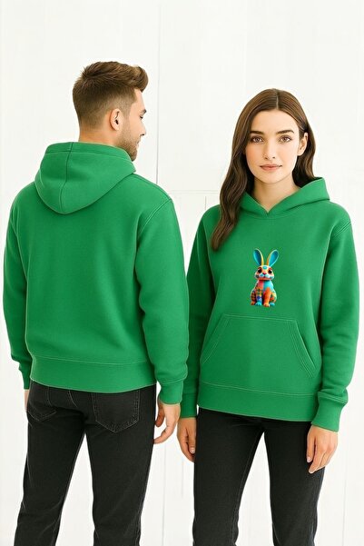 ArtYus Πολύχρωμο φούτερ Rabbit Colorful με τύπωμα με κουκούλα