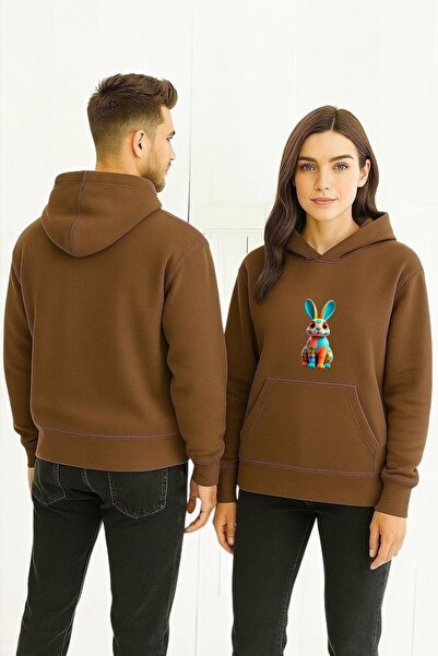 ArtYus Πολύχρωμο φούτερ Rabbit Colorful με τύπωμα με κουκούλα