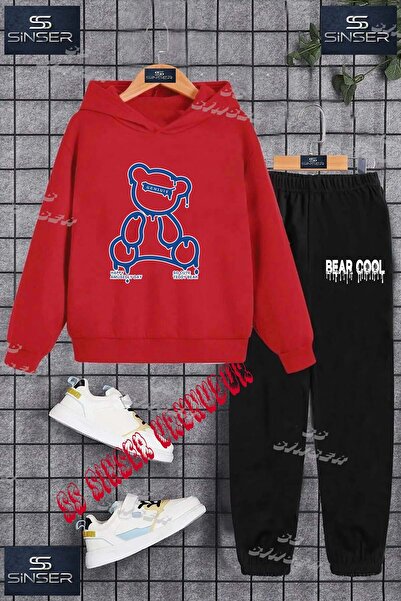 SS SİNSER Детски унисекс комплект от спортен екип с качулка и специален принт...