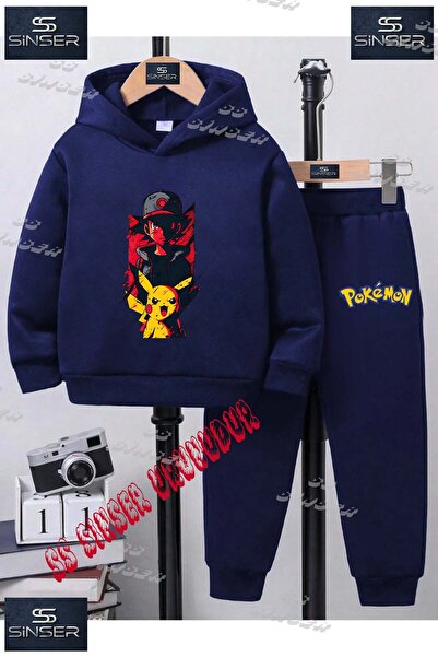 SS SİNSER Детски унисекс комплект спортен екип с качулка и специален принт „E...