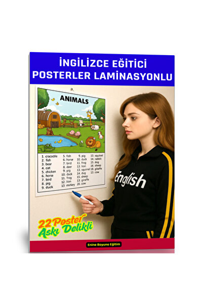 Enine Boyuna Eğitim English Educational Posters (Perforated – Laminated – A3 – 22 Pieces)