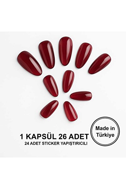 NEOPE BORDO BADEM TAKMA TIRNAK SETİ (ALMOND NAIL) – ZARARSIZ YAPIŞTIRICI – 26...
