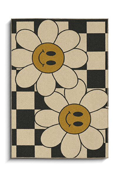 Rugs Modern Halı سجادة MOSSO متعددة الألوان بنمط مربعات وشخصيات زهرة الأقحوان...