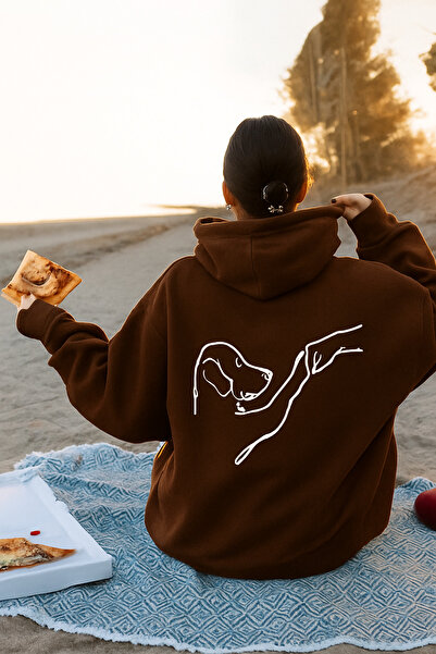 SVART WEAR Огромна памучна ежедневна суитшърт с качулка и принт