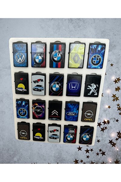 ALYA PARTİ STANDLI 20 Adet Araba Baskılı Benzinli Çakmak