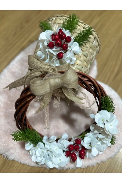 Marrone Door Ornament and Basket Set with Carnation Hydrangea Flower Home Gift Decoration