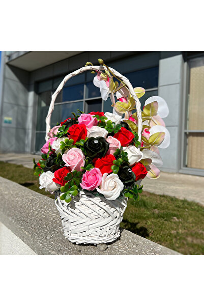 velve Cosulet Royal Orchid,trandafiri de sapun,accesorizati cu flori si plante artificiale,rosu-alb- verde