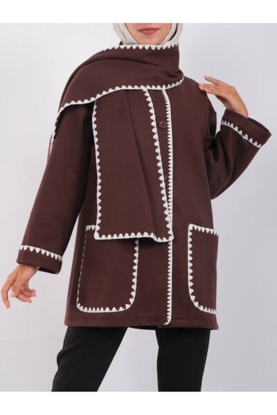 HİJABAYA Önü Düğmeli Atkılı Cepli Ceket