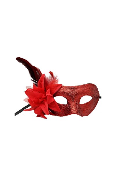Vipfoni Metalized glitter appearance shiny feather party mask 22x19 cm
