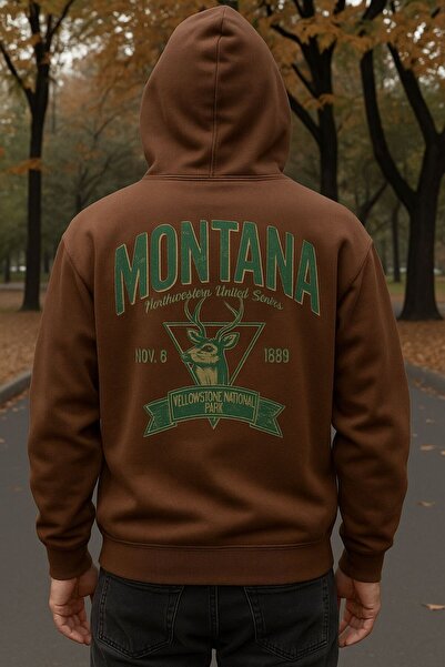 MELOOX Montana Yellowstone Moose Printed Hooded Sweatshirt – Unisex Streetwear