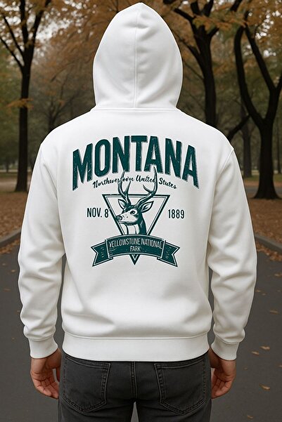 MELOOX Hanorac cu glugă cu imprimeu Montana Yellowstone Geyik – îmbrăcăminte ...