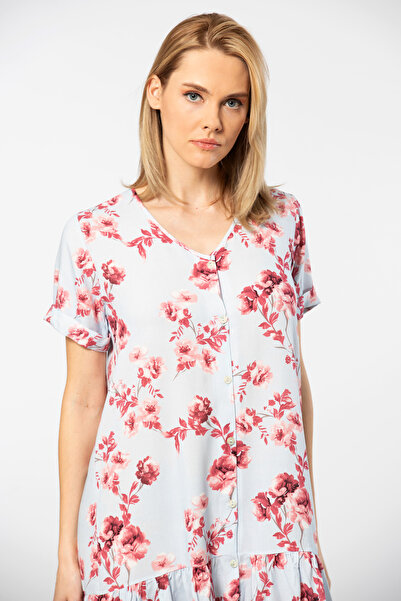 TÜREN Φόρεμα με υφαντό κουμπί 3603/Μπλε