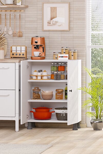 Yeni Vitrin Çok Amaçlı Mutfak Banyo Kiler Dolabı 80 cm Beyaz